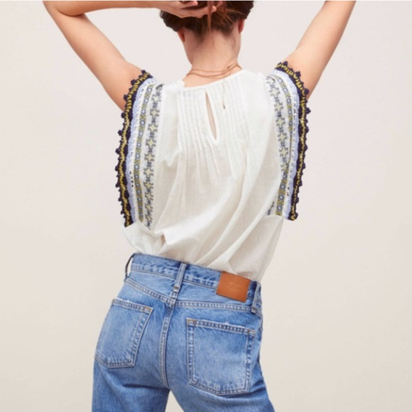 Zara Sleeveless Embroidered Top Boho Crochet Detail White Size Small - Picture 3 of 7